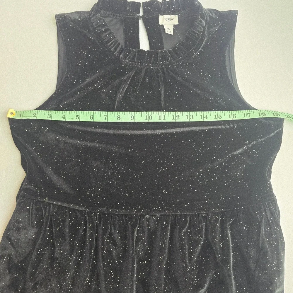 J. Crew NWT -1217‎ Shimmer Velvet Black Tiered Midi Dress BV968 Womens Size 10